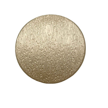 1-inch round matte metal shank button, fog gold textured front