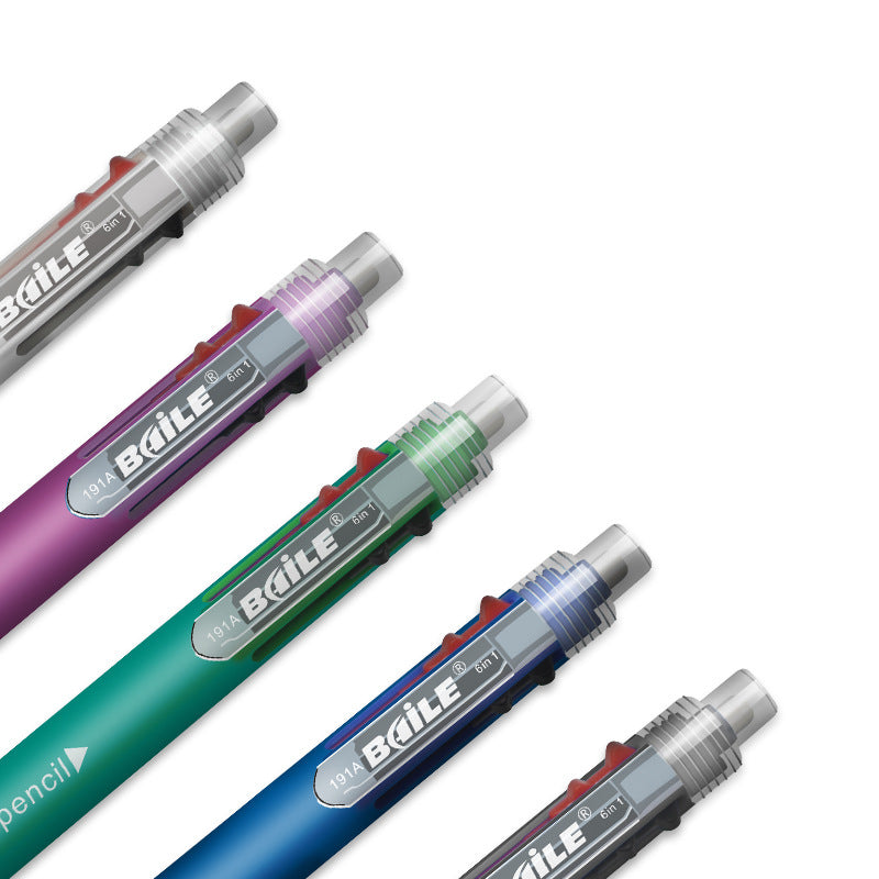 BAILE Multi Pen 5+1 Light,0.7mm Ballpoint Pen,0.5mm Mechanical Pencil