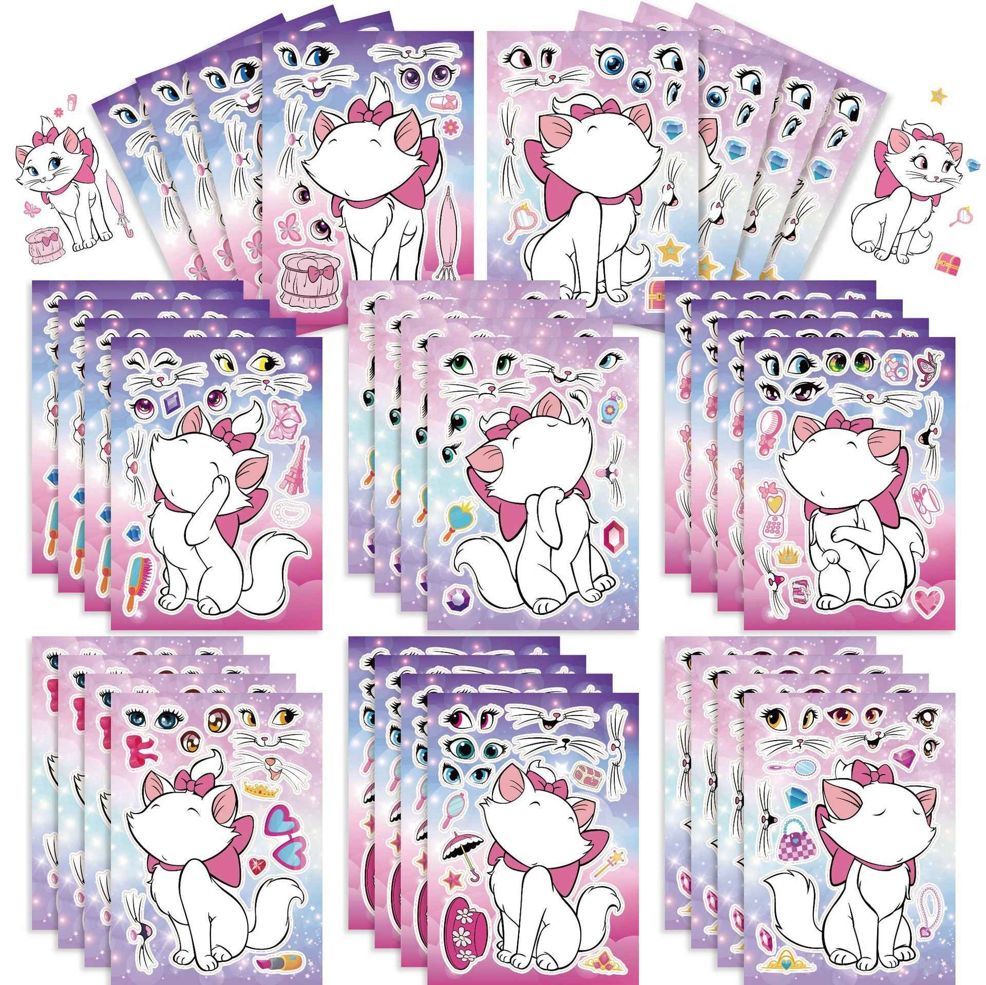 Make a Face Cartoon White Fox DIY Stickers for Kids 24 Sheets