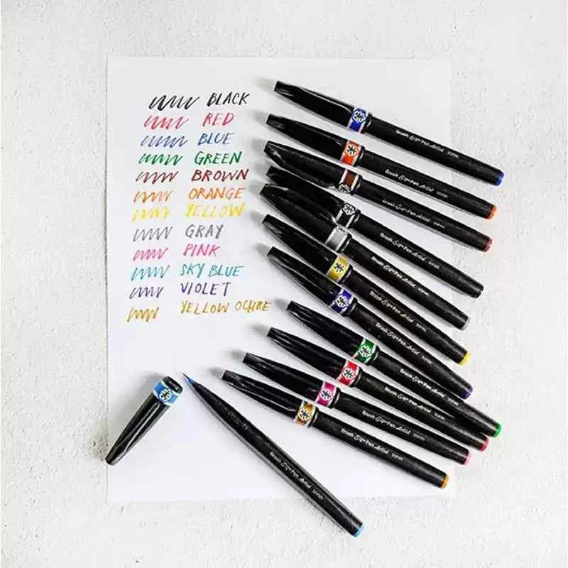 Pentel Arts Brush Sign Pen Artist Ultra Fine Brush 12 Pack