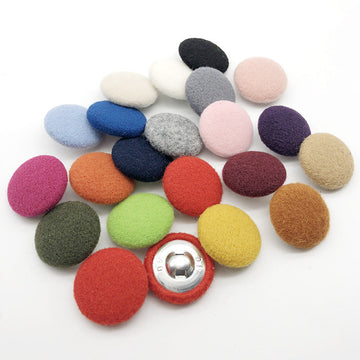 28mm round fabric-covered buttons, assorted colors (20 pcs), plush textile tops