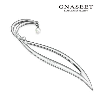 GNASEET Metal Bookmark with Pearl Pendant – Willow Leaf Design | Elegant Gift for Women & Book Lovers