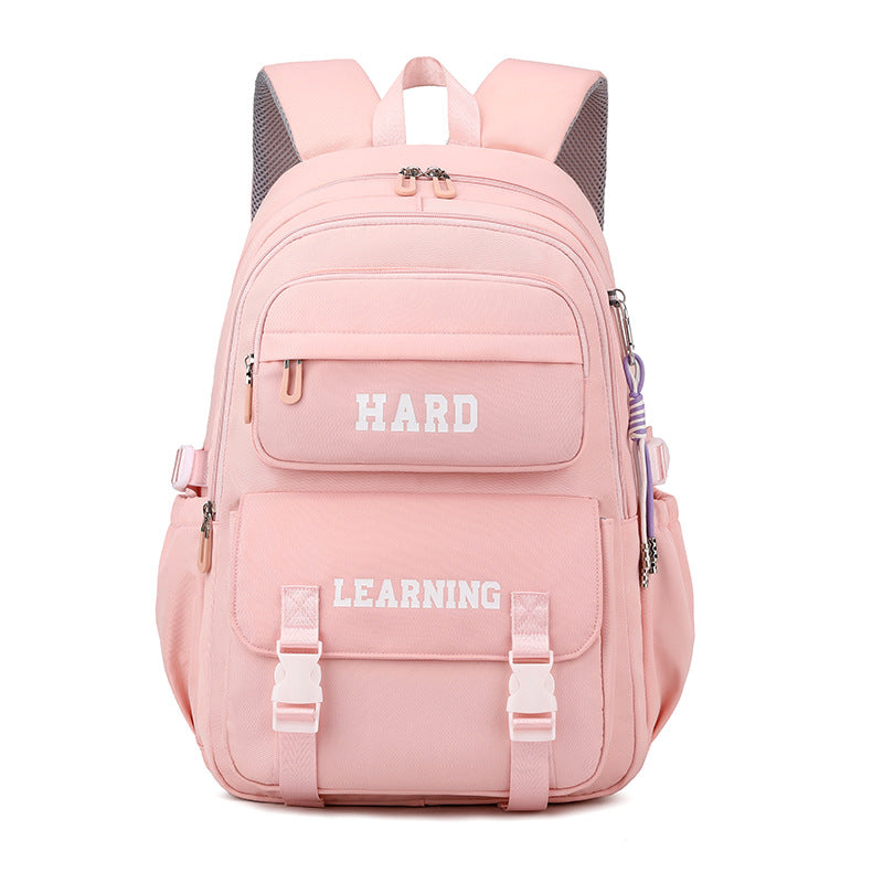 College Backpack for Women – Large Capacity Oxford Fabric Laptop Bag Pink