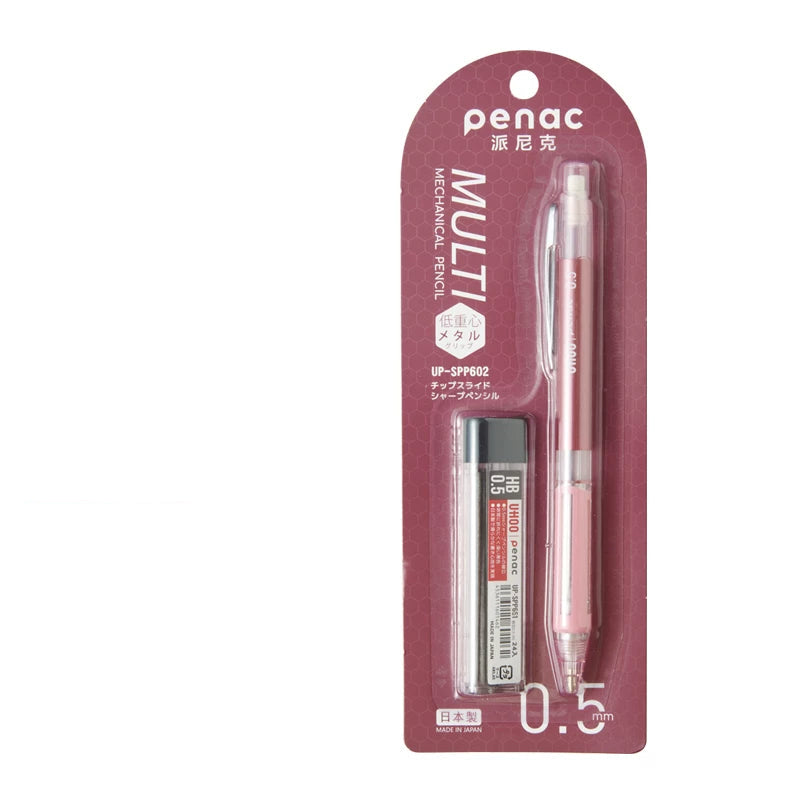 Penac UHOO SPP602 0.5mm Mechanical Pencil with Eraser & 12 HB Leads Pink