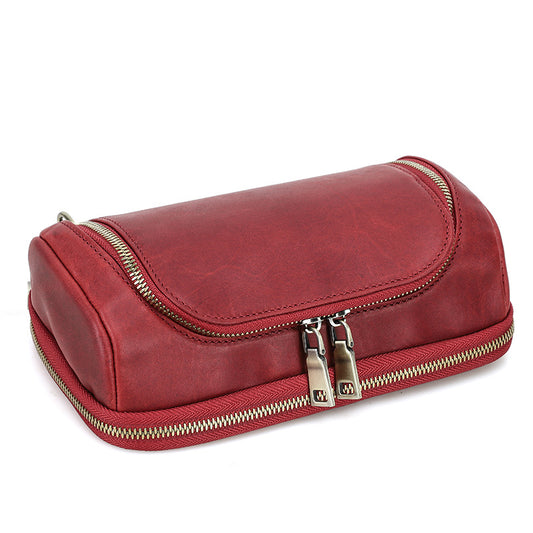 Leather Tech Organizer Bag Cable & Power Bank Carry Case for Apple Accessories Red