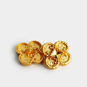 Vintage Enamel Four-Leaf Clover Metal Buttons, 20-Pack