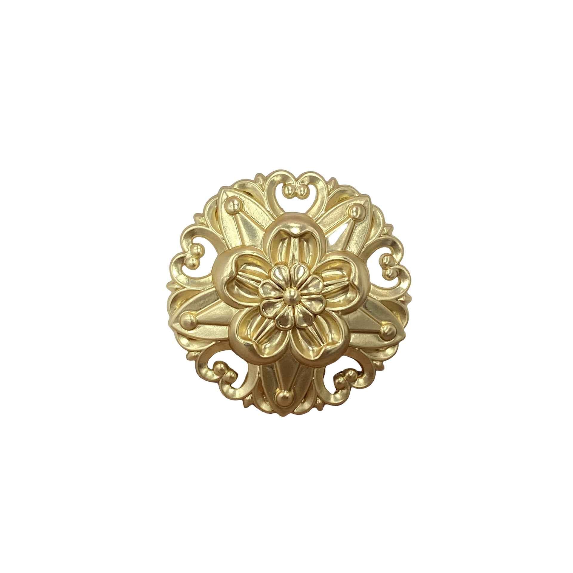 Hollow five-petal flower metal shank buttons, gold tone, 20 pcs