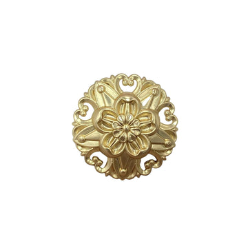 Hollow five-petal flower metal shank buttons, gold tone, 20 pcs