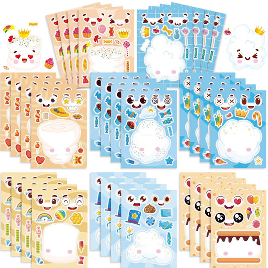 Make a Face Marshmallow Cotton Candy Stickers for Kids 24 Sheets