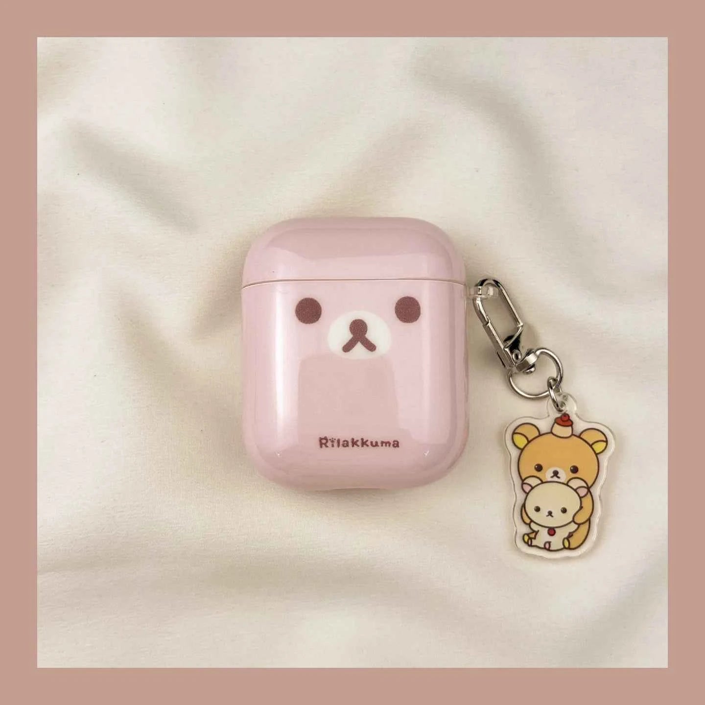 Pink & Yellow Cartoon Rilakkuma AirPods Case