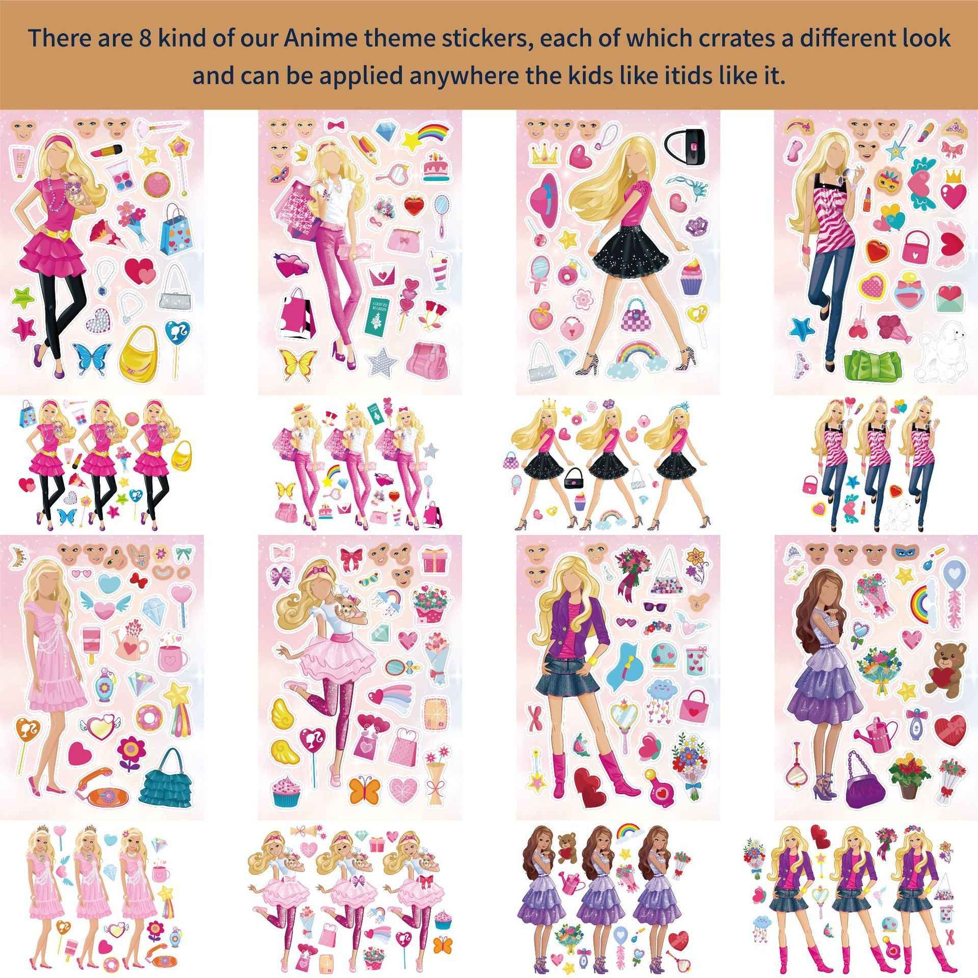 Make a Face Fashion Girls Stickers for Kids 24 Sheets