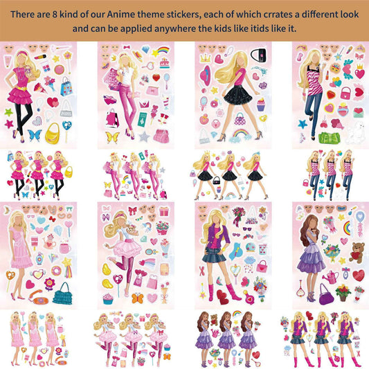 Make a Face Fashion Girls Stickers for Kids 24 Sheets