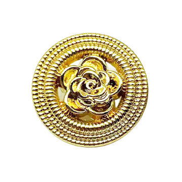 Vintage Gold filigree rose metal shank button, round wreath detail