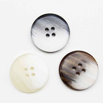 25mm round 4-hole resin buttons, wood-grain gradient set (white/black/cofée)