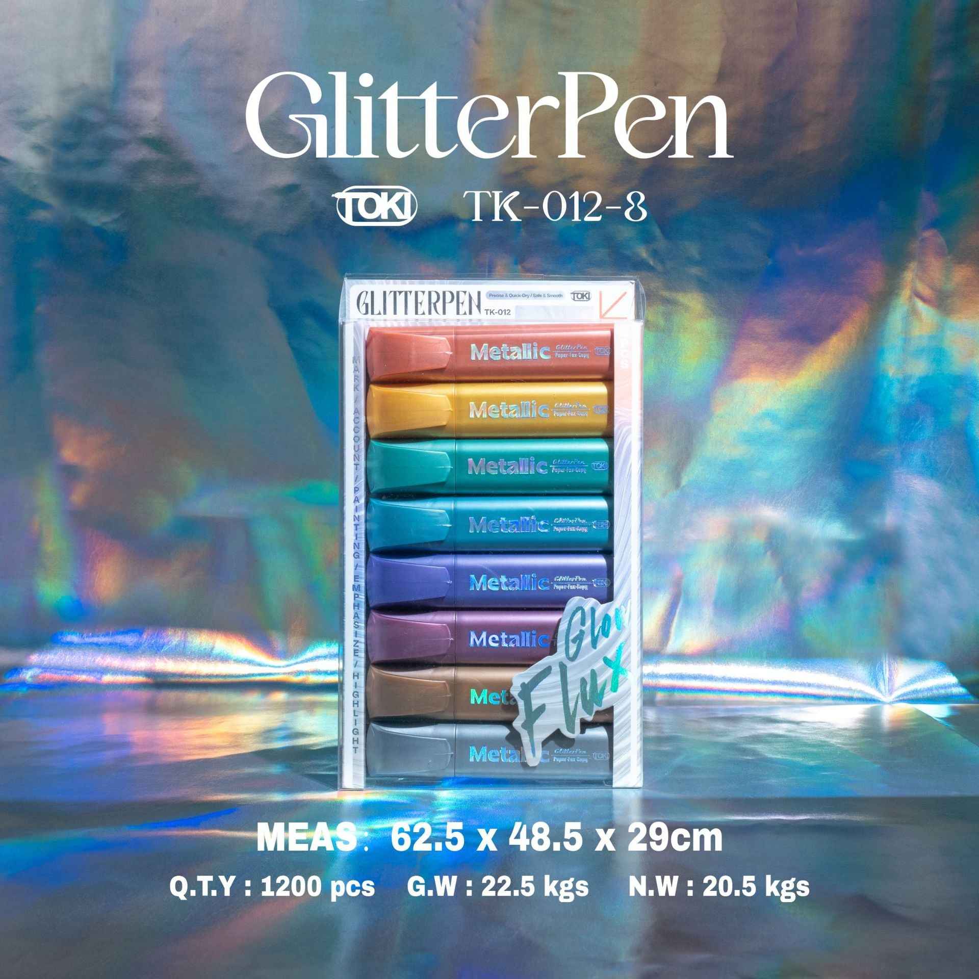 TOKI Metallic Highlighters Set 8 Glitter Color Markers