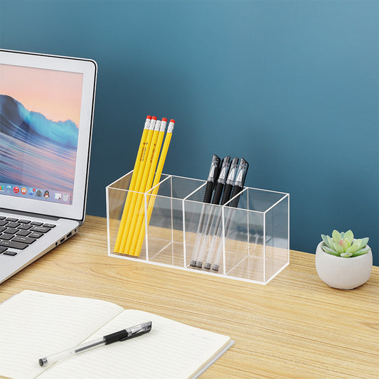 Acrylic Desk Pen Holder 4 Compartments