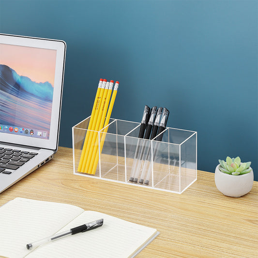 Acrylic Desk Pen Holder 4 Compartments