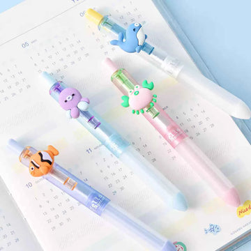 M&G Ocean Animals Click Gel Pens – 0.5mm Black Ink, 4-Piece