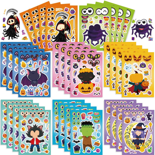 Make a Face Cartoon Spooky Halloween DIY Stickers for Kids 24 Sheets
