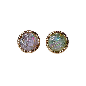 10mm Metallhemdknopf mit verdecktem Loch, goldfarbene Fassung und violettem Glanz