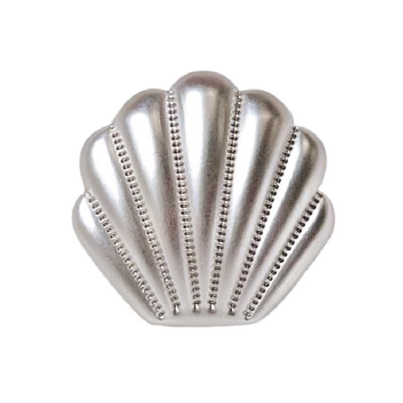 18/23mm shell-style metal shank buttons, matte silver finish, 12 pcs