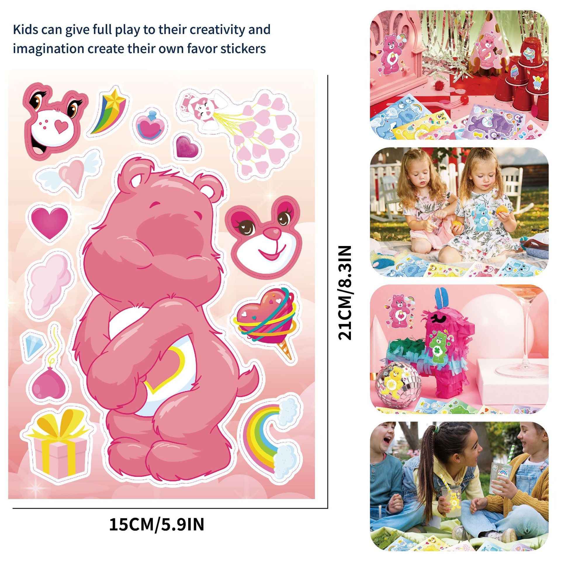 Make a Face Cartoon Care Bears Stickers for Kids 24 Sheets