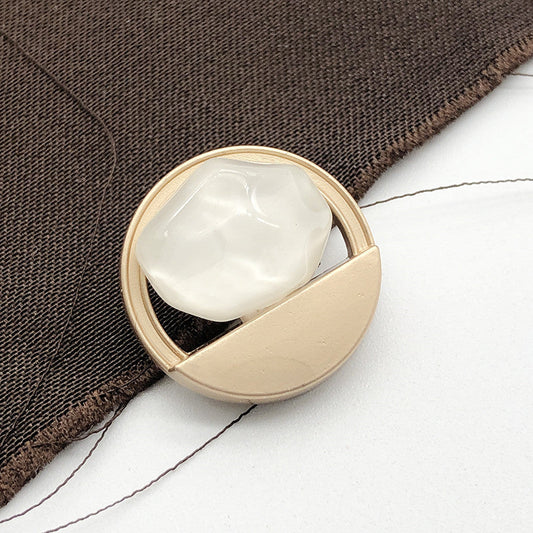 20mm Wave Stone Round Women’s Wool Coat Metal Shank Button 12pcs White