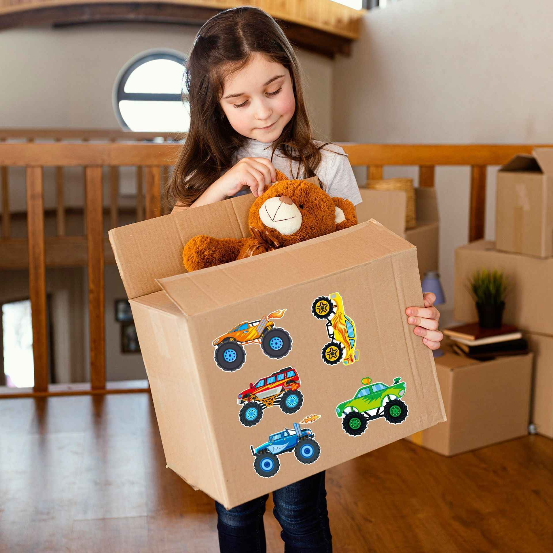 Make a Face Cartoon Monster Truck DIY Stickers for Kids 24 Sheets