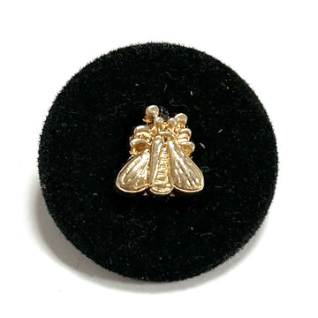 Black flocked shank button with gold cicada design, 18/21/25mm