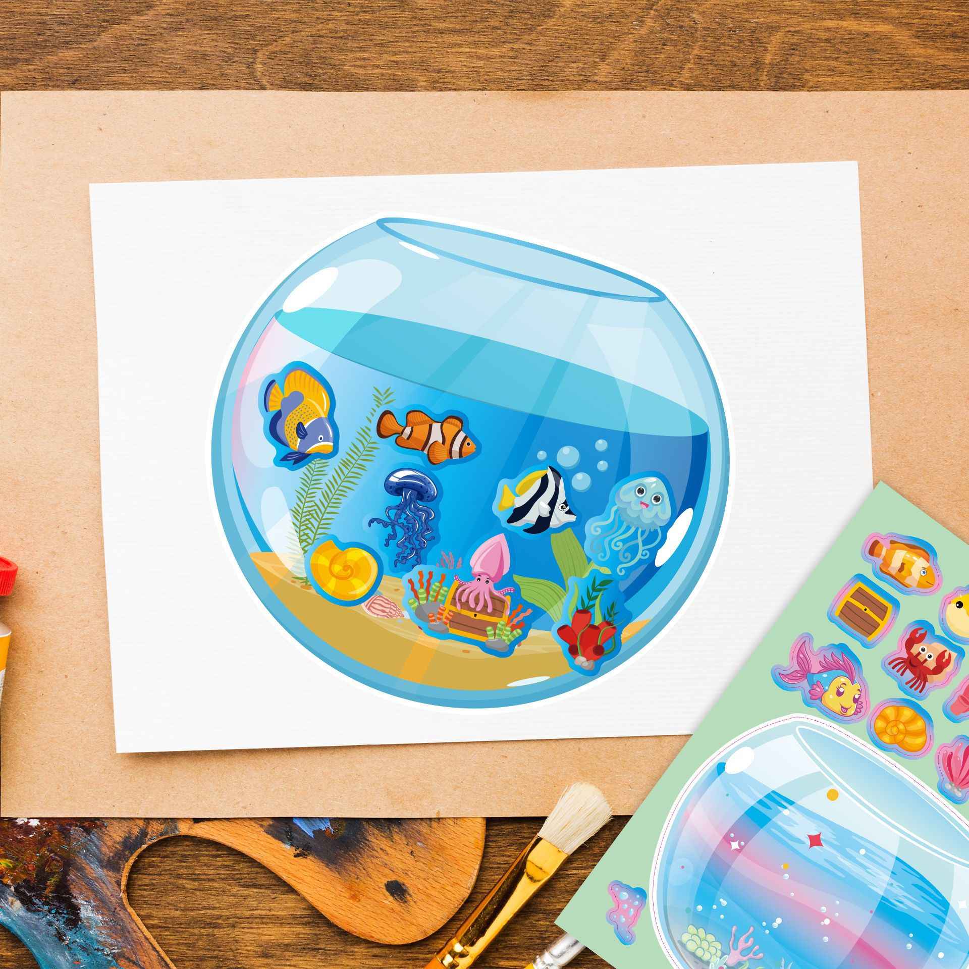 Make a Face Aquarium Fish Tank Stickers for Kids 24 Sheets