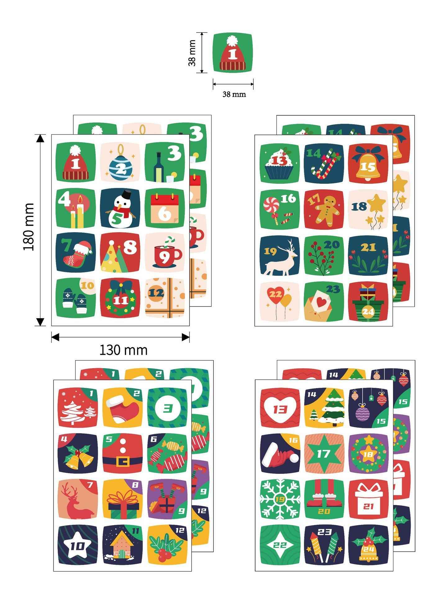 Make a Face Christmas Countdown Calendar Stickers for Kids 32 Sheets