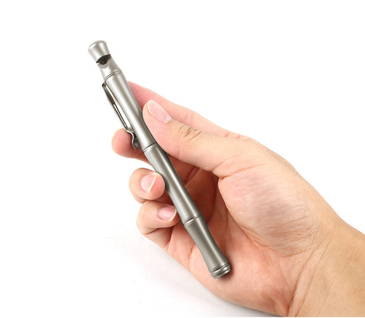Titanium Alloy Bamboo-Segment Tactical Pen | Built-in Emergency Whistle