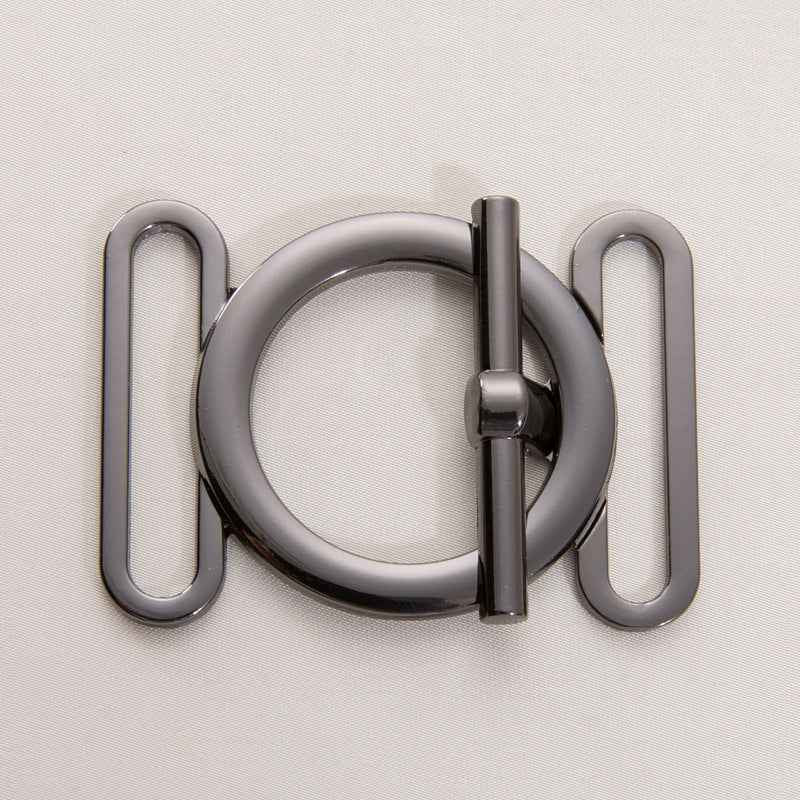30/40 mm Metall-Gürtelverschluss-Knopf, gunmetalfarben, Ring mit Schließstift