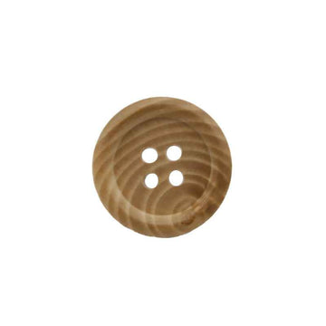 Round 4-hole natural wood button in light tan with four drilled holes