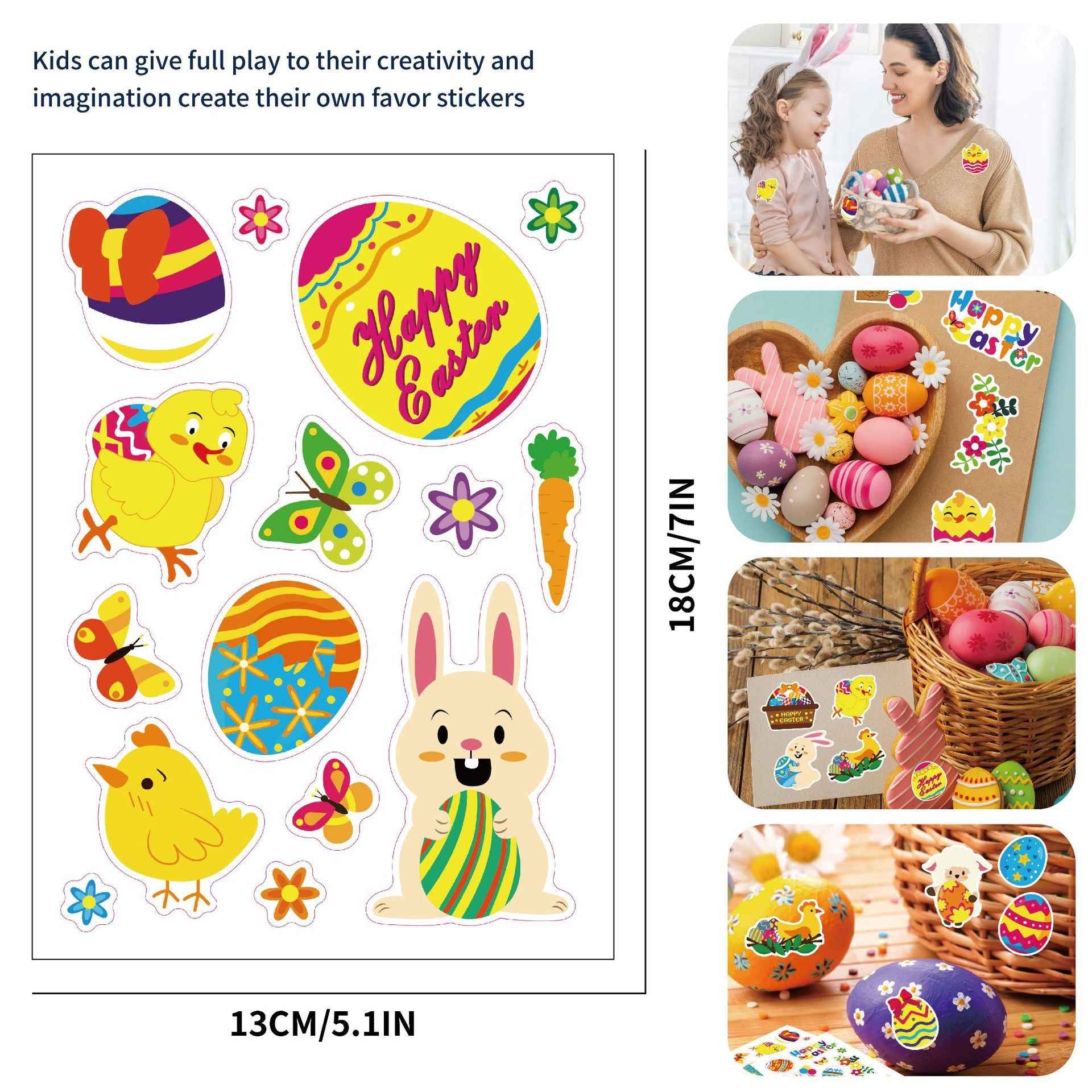 Make a Face Happy Easter Stickers for Kids 24 Sheets