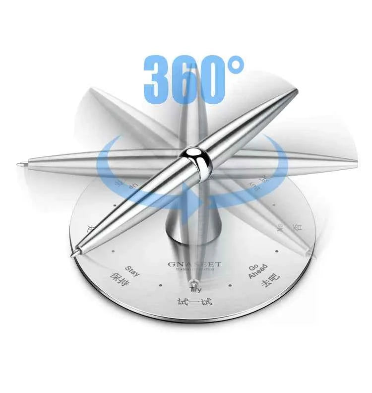 GNASEET Brushed Stainless Steel Spinning Stress Relief Decision Pen