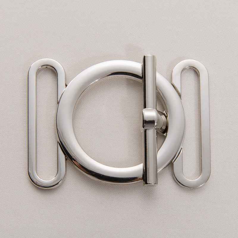 30/40 mm Metall-Gürtelverschluss-Knopf, silberfarben, Rundring mit Riegelmechanik