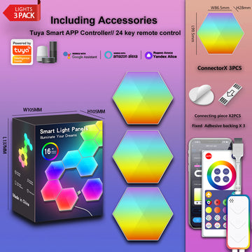 Smart Tuya WiFi Quantum Light Panels,RGBIC DIY Splicing Wall Lights