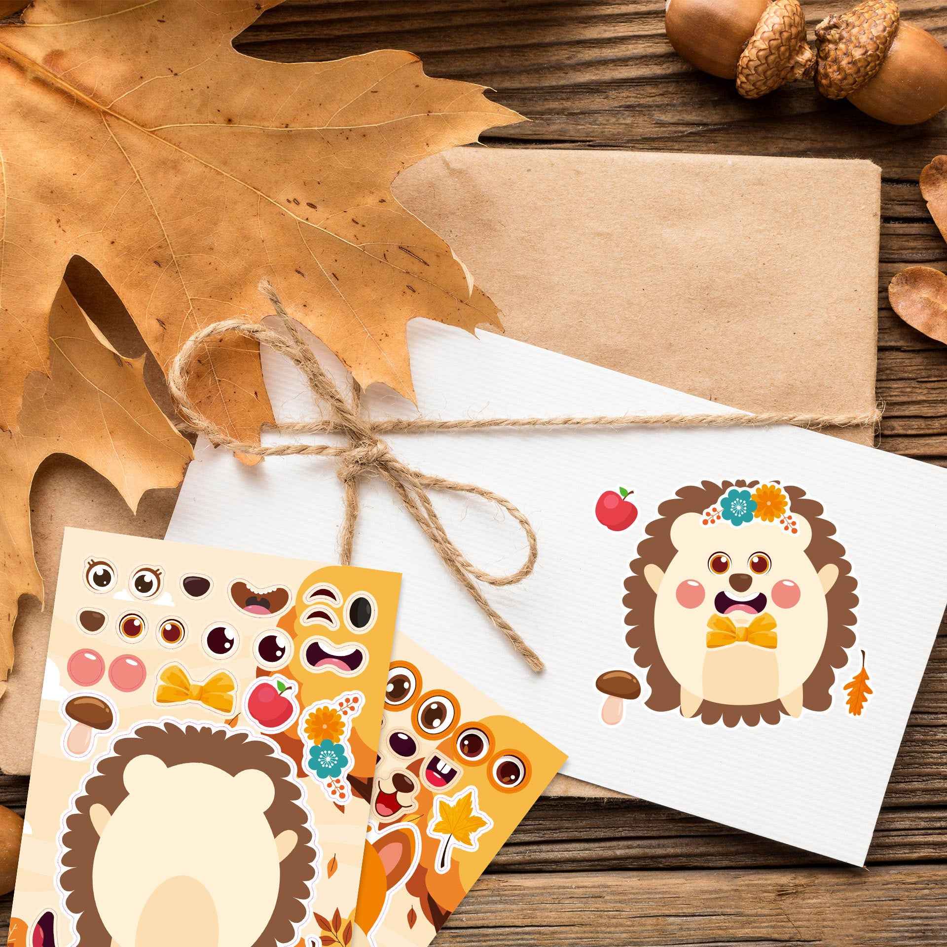 Make a Face Cartoon Autumn Animals Stickers for Kids 24 Sheets