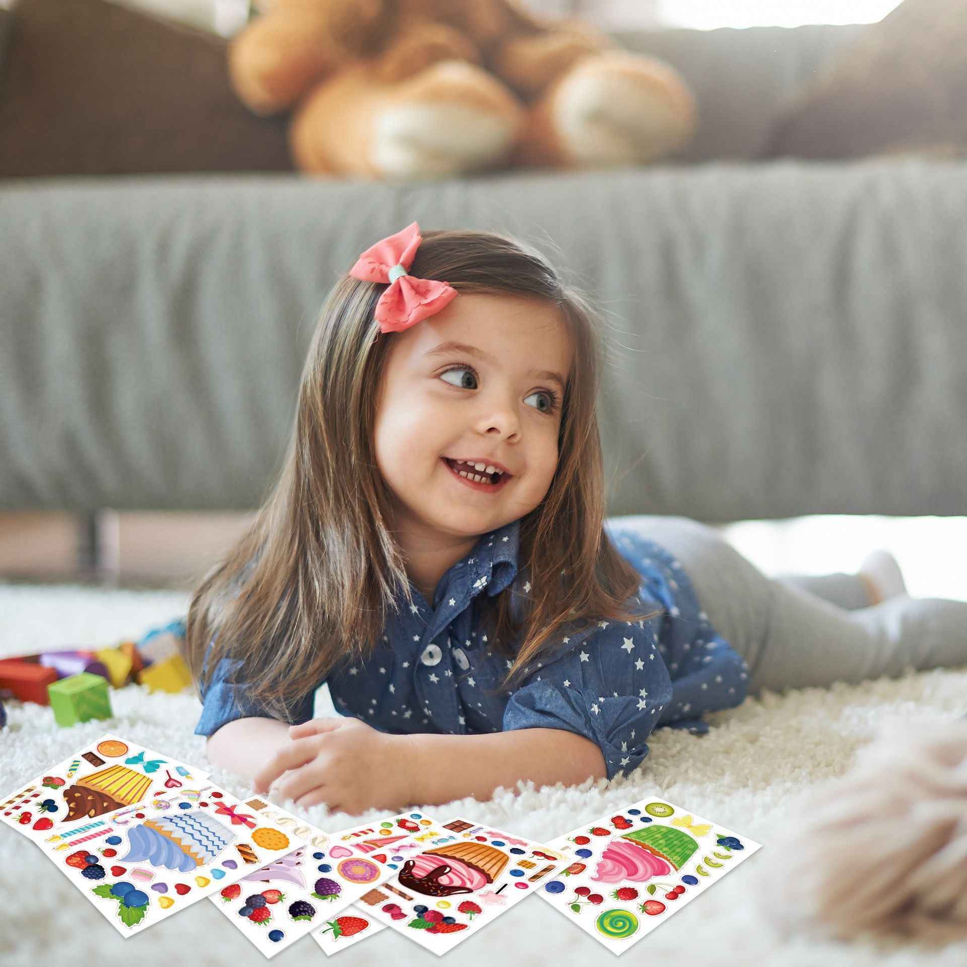 Make a Face Strawberry Ice Cream Stickers for Kids 24 Sheets