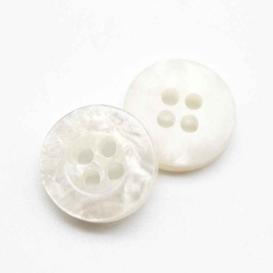 11mm Glitter Transparent Iridescent Wide Edge Resin Buttons 100pcs White