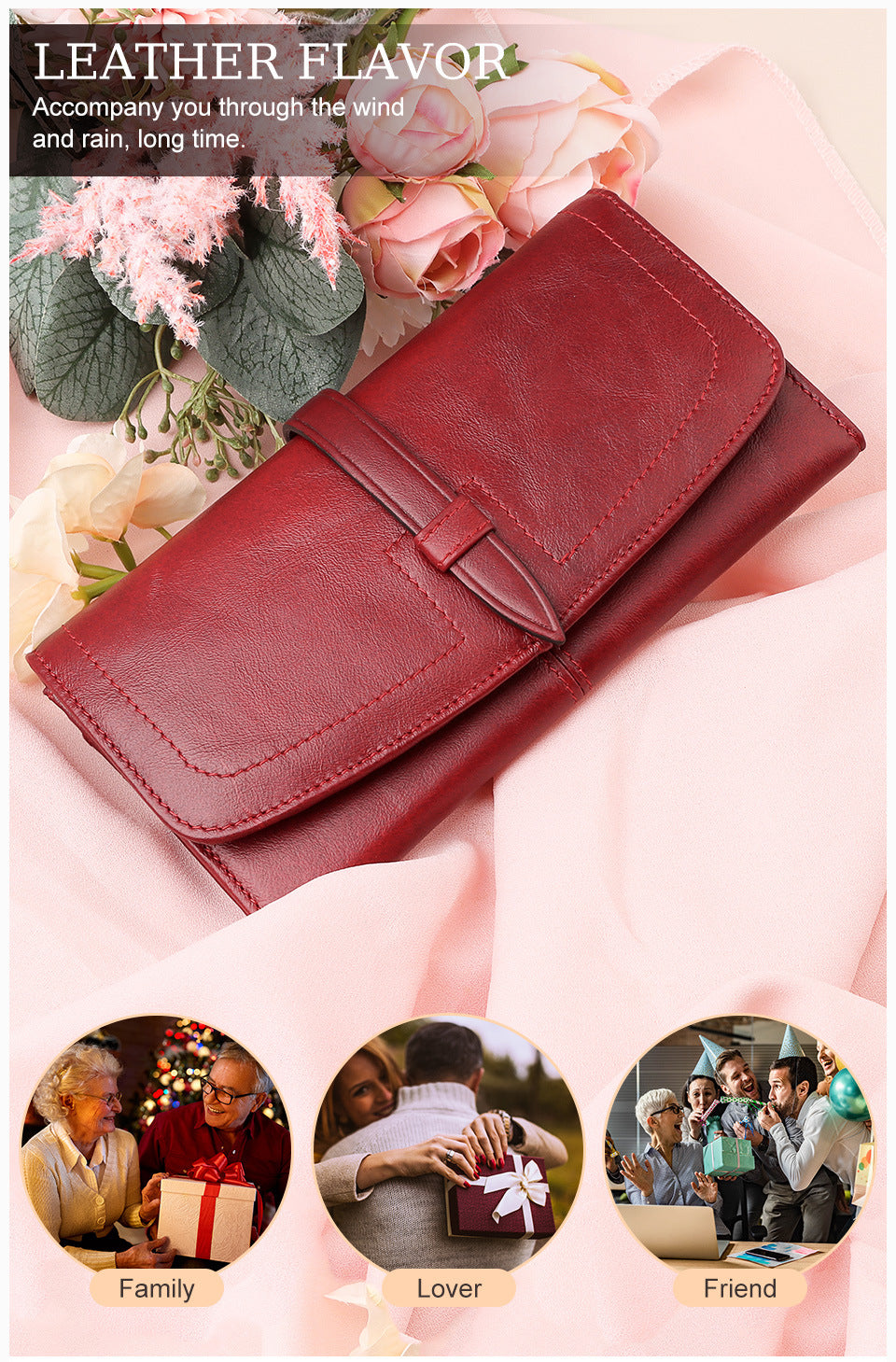 Women's Genuine Leather RFID Wallet – Long Zip Clutch Full Grain Cowhide