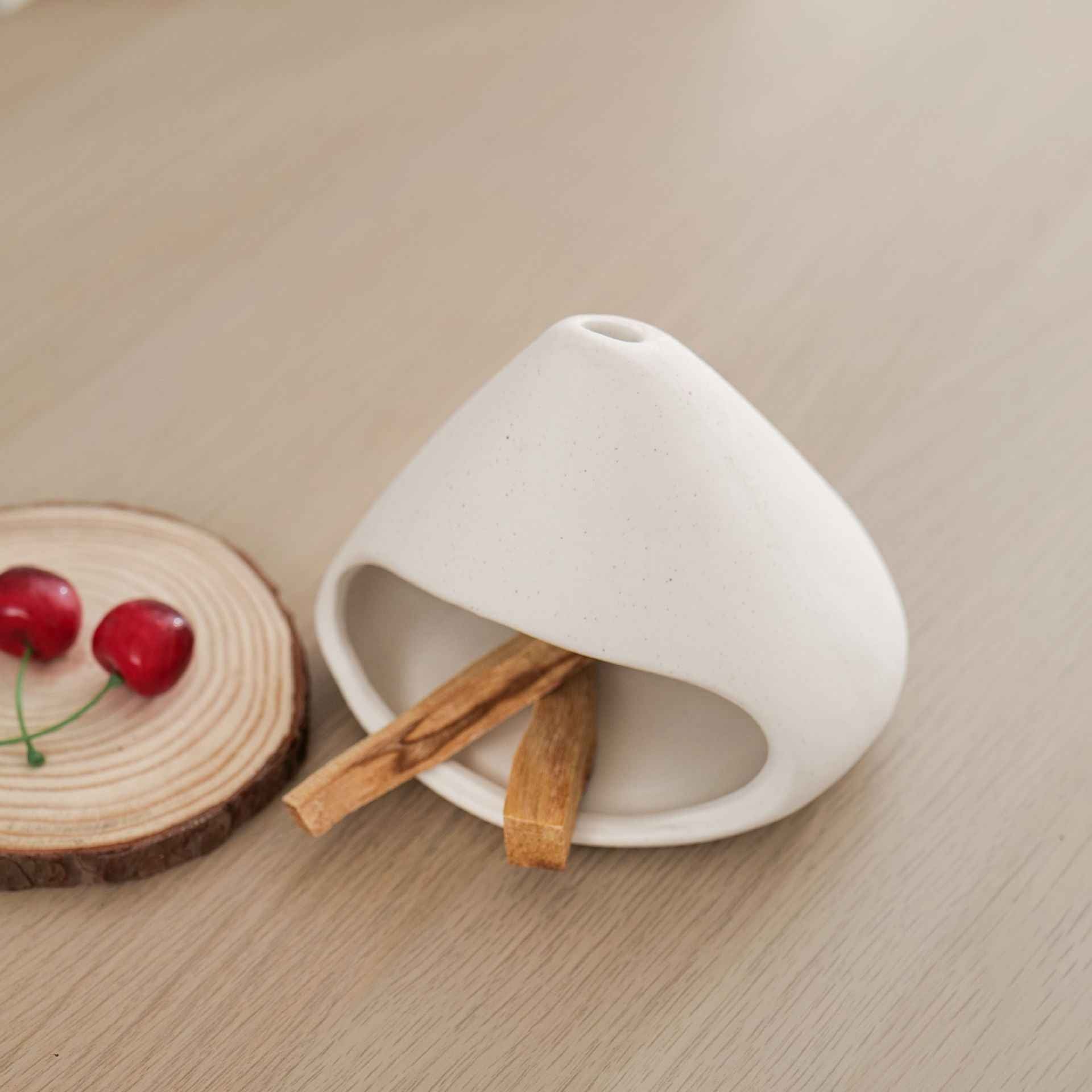 Ceramic Palo Santo Holder Burner Mini Chiminea (White/Black/Red)