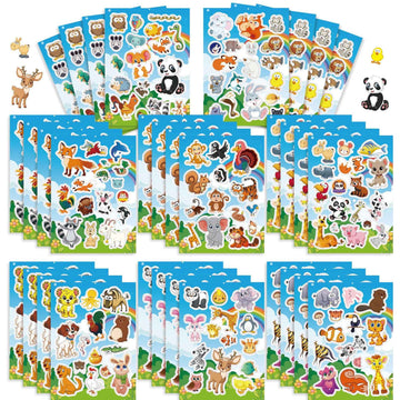 Make a Face Cartoon Animal Zoo Stickers for Kids 32 Sheets