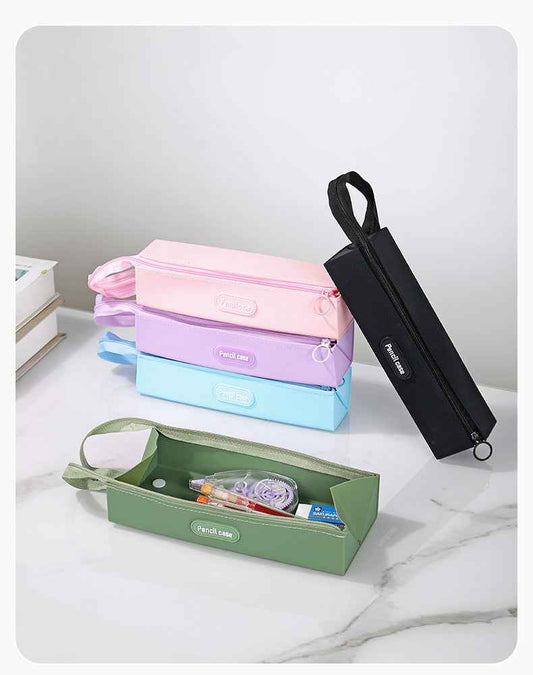 Silicone Rectangle Handheld Pencil Case Stationery Organizer
