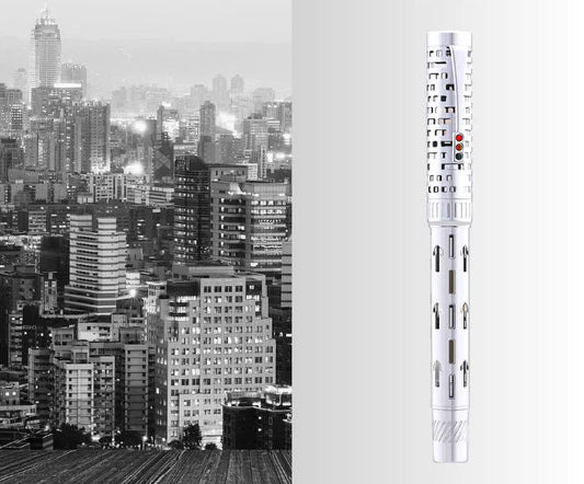 MAJOHN T6 City Light Fountain Pen – Piston Filler | Transparent Resin & Hollow Metal Body Silver Clear