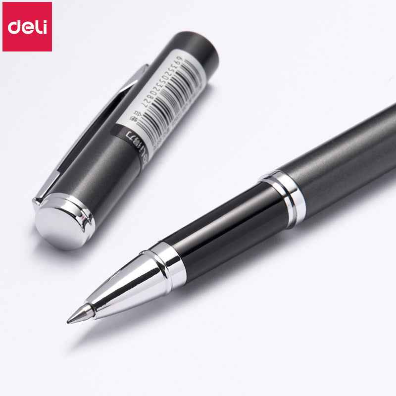 Deli S82 Metal Barrel Gel Pen 0.5mm Black Ink - 4 Pack