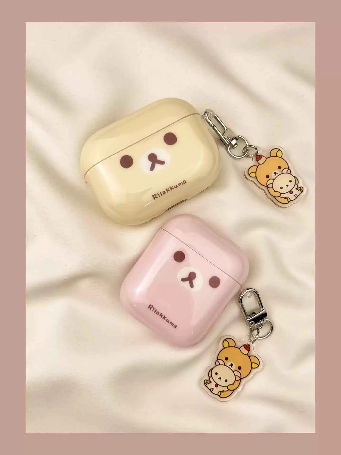 Pink & Yellow Cartoon Rilakkuma AirPods Case