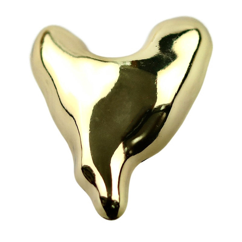 Gold teardrop-heart metal shank button, 30mm, set of 20