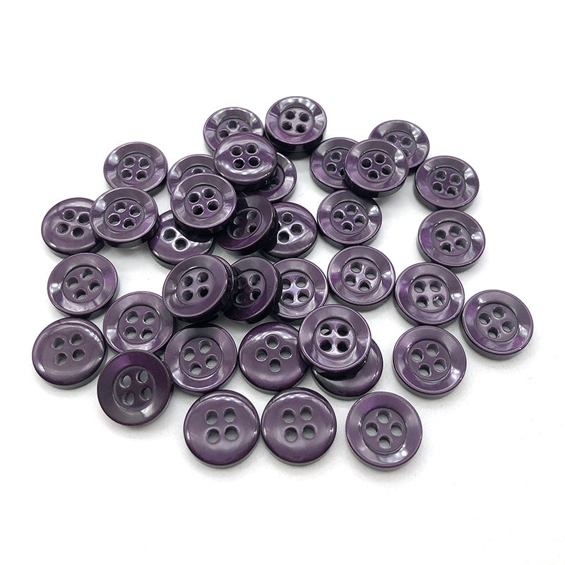 4-hole shirt buttons, pearlized dark purple small round resin (270 pack)